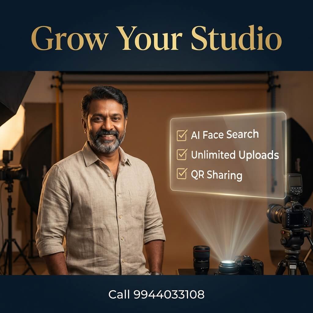 AI Face Recognition Photo Sharing Software for Wedding and Event Photography in Coimbatore, Erode