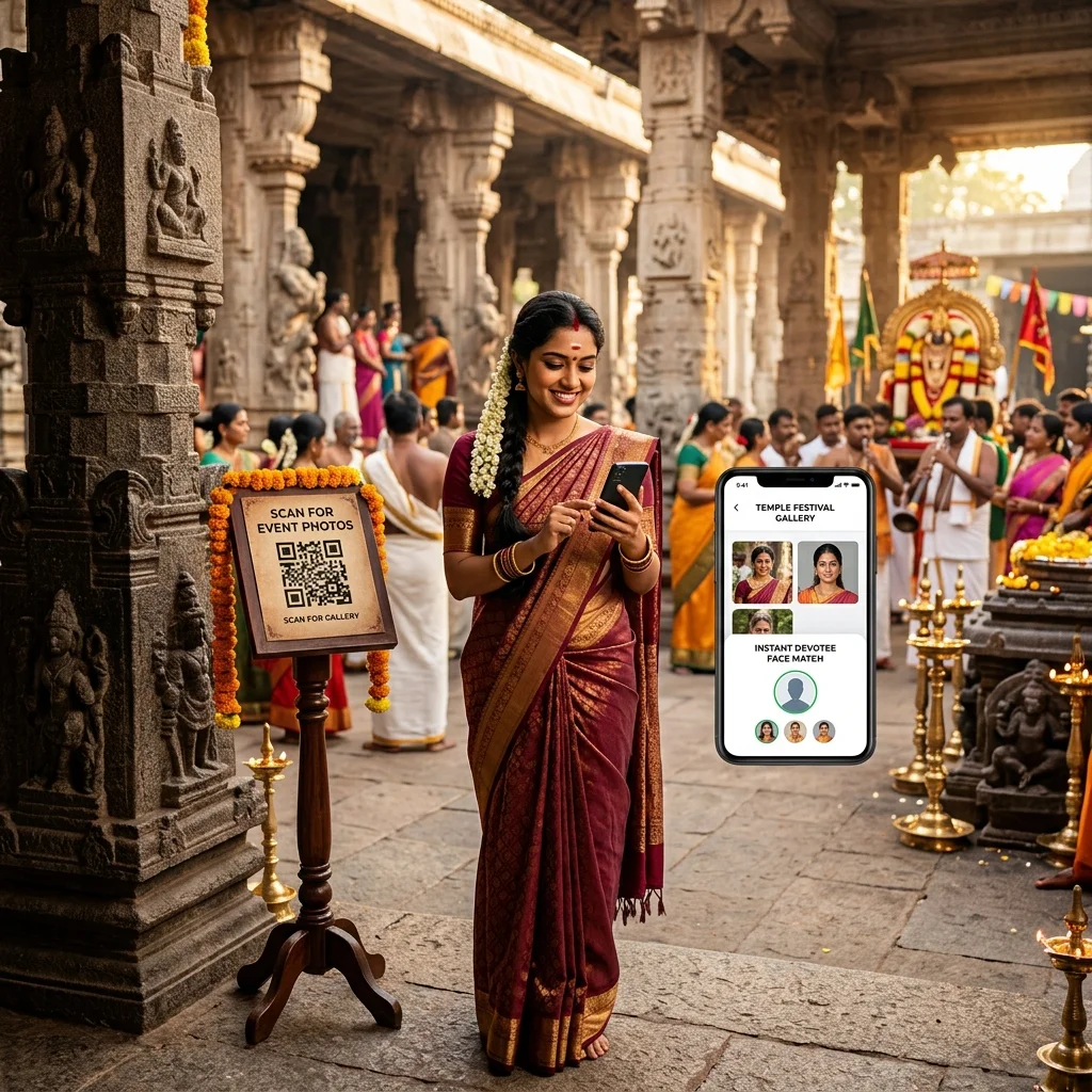 Temple Event Photo Sharing for Photographers - AI Face Search for Large Crowds